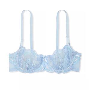 Victoria’s Secret Wicked Iridescent Embroidery Unlined Balconette Bra Baby Blue